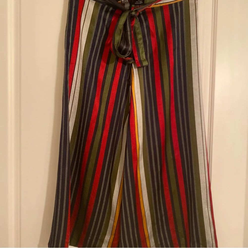 ZARA TRF Striped multicolored skirt attached belt - Picture 1 of 9